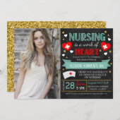 看護師卒業お祝い招待状 招待状 (正面/裏面)