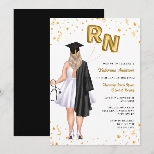 看護師卒業パーティーへのご招待 招待状 (正面/裏面)