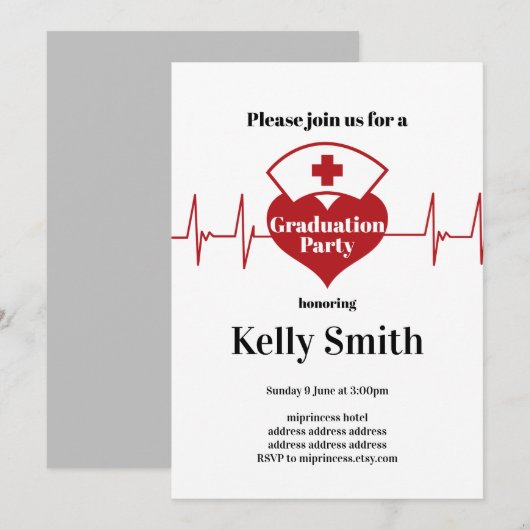 看護師卒業パーティー 招待状 (正面/裏面)