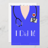 看護師卒業招待状 青いスクラブトップ 招待状 (正面/裏面)