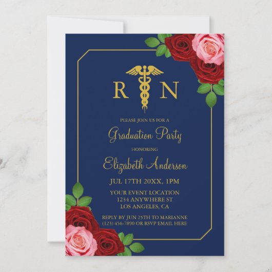 看護師卒業 招待状 (正面)