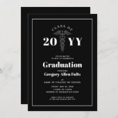 看護師卒業 黒と白の医療 招待状 (正面/裏面)