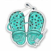 看護師用クロッグ、聴診器＆注射器 防水 シール (正面)