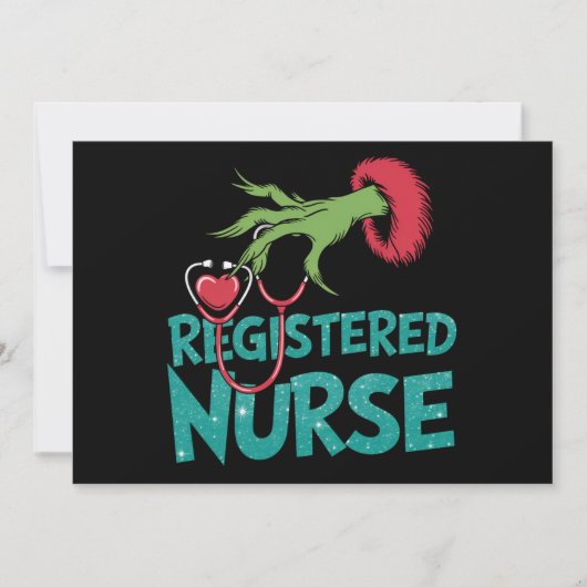 看護師用聴診器サンタエルフクリスマス シーズンカード (正面)