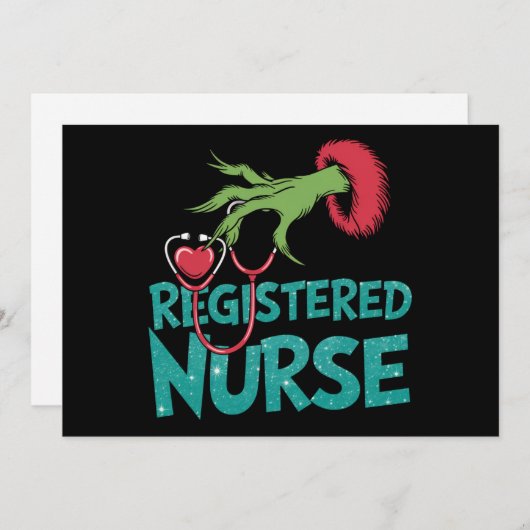 看護師用聴診器サンタエルフクリスマス シーズンカード (正面/裏面)