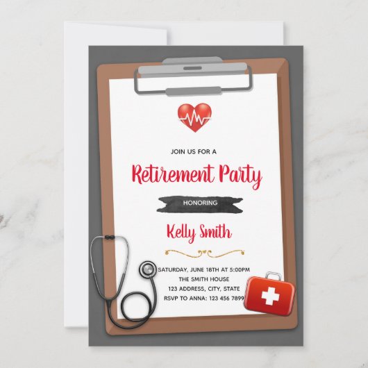 看護師退職パーティーのご案内 招待状 (正面)