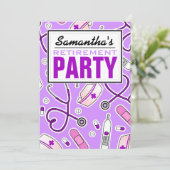 看護師退職パーティー 紫 招待状 (スタンド正面)