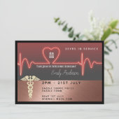 看護師退職招待状 - ローズゴールドメタリック 招待状 (スタンド正面)