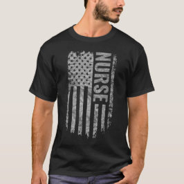 看護師 アメリカ国旗 ダストレス デザイン Tシャツ