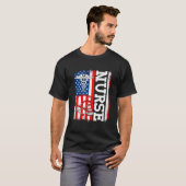 看護師 アメリカ国旗 愛国心 7月4日 Tシャツ (正面フル)