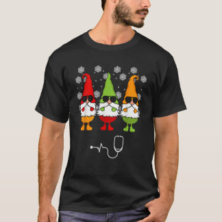 看護師 クリスマス かわいい ノーム おもしろい クリスマスギフト 看護師 へ Tシャツ