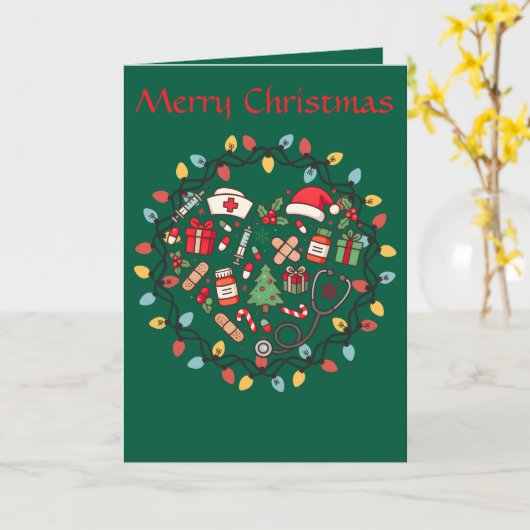 看護師 クリスマス 折り紙 グリーティング カード (黄色い花)