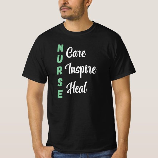 看護師 ケア インスパイア ヒール Tシャツ (正面)