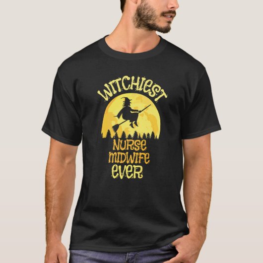 看護師 助産師 魔女 ハロウィン ユーモア Tシャツ (正面)