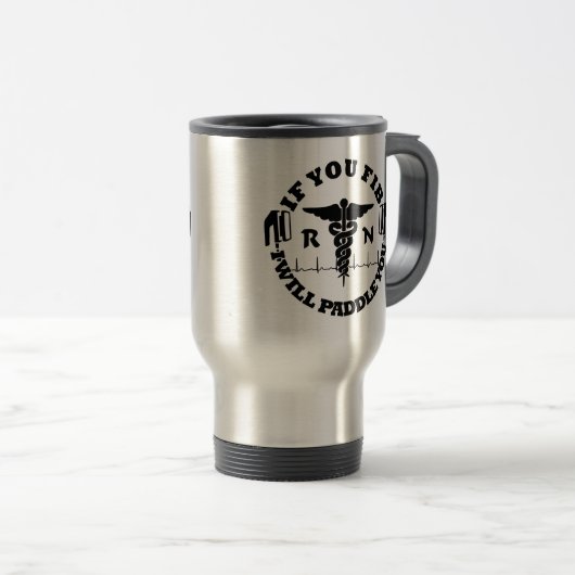 看護師 医師 ユーモア 除細動器でショック トラベルマグ (正面右)