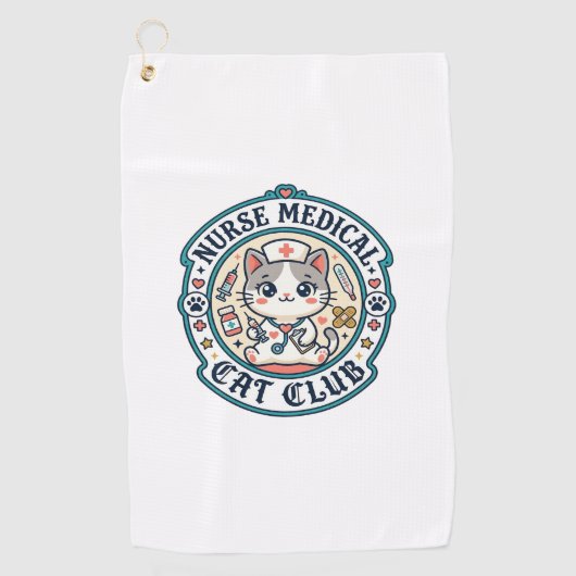 看護師 医療 猫 おもしろ ネコ好き デザイン - 看護師 M ゴルフタオル (正面)