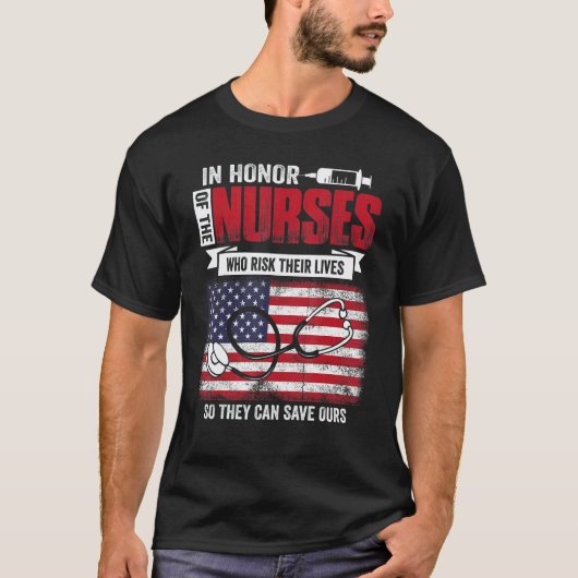 看護師 男性 女性 看護師の栄誉 Tシャツ (正面)