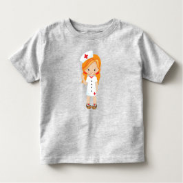 看護師、薬、医者、かわいい女の子、オレンジ色の髪 トドラーTシャツ
