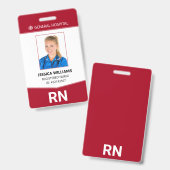 看護師 RN 従業員 ID バッジ (正面＆裏面)