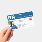 看護師IDバッジ 写真 QRコード モダンブルー バッジ (手持ち)