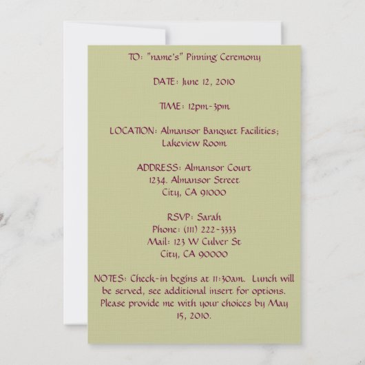 看護招待状 招待状 (裏面)