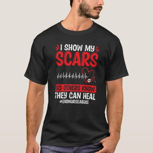 看護暴力の私の傷を癒すナース虐待 Tシャツ (正面)
