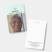 看護気にまたは退職者のティール（緑がかった色）写真ID バッジ (Front & Back)