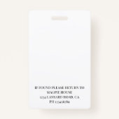 看護気にまたは退職者の写真ID バッジ (裏面)