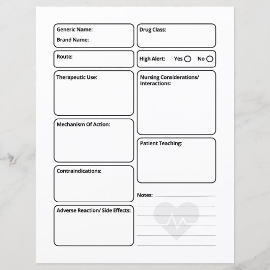 看護薬理学空白の薬テンプレート (正面)