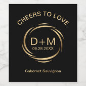 真お洒落モダン鍮のスウィッシュ結婚フレーム ワインラベル (シングルラベル)