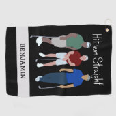 真っすぐな黒を打パーソナライズされたつ ゴルフタオル (横)