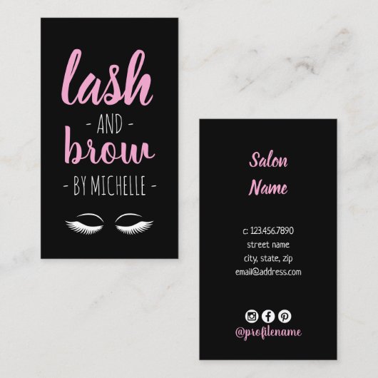 真っモダン黒でピンクのむち 名刺 (正面/裏面)