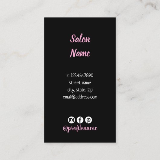 真っモダン黒でピンクのむち 名刺 (裏面)