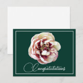 真っ白なクリムゾンの芍薬のグリーンの背景 おめでとうございます ポストカード (正面/裏面)