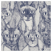 真っ白なスフィンクスの猫たち ファブリック (クローズアップ)