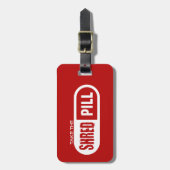 真っ白な丸薬を飲む ラゲッジタグ (正面縦)