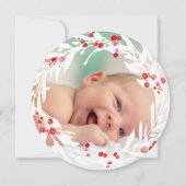 真っ白な赤い花輪と新しい赤ちゃん シーズンカード (正面)