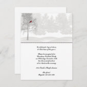 真っ白な雪の森と赤いカーディナル 招待状 (正面/裏面)