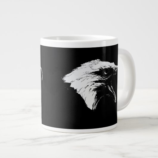 真っ白に叫ぶハゲワシ ジャンボコーヒーマグカップ (正面右)