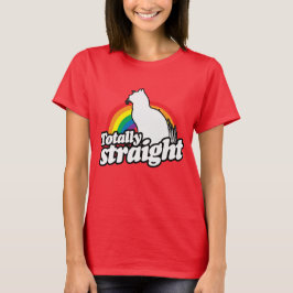 真っ直ぐなネコ - 白 Tシャツ