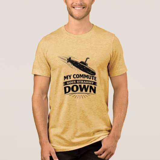真っ直ぐ下へ向かう通勤 潜水艦のユーモア トライブレンドＴシャツ (正面)