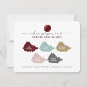 真っ赤とバラ色の冬のウェディングカラーパレットカード (正面)