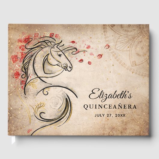 真っ赤と金色のランチェラスタイルのメキシカンキンセアニェラ ゲストブック (正面)