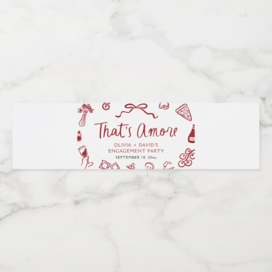 真っ赤なイタリアン That's Amore ピザエンゲージメントパーティー ペットボトルラベル (シングルラベル)