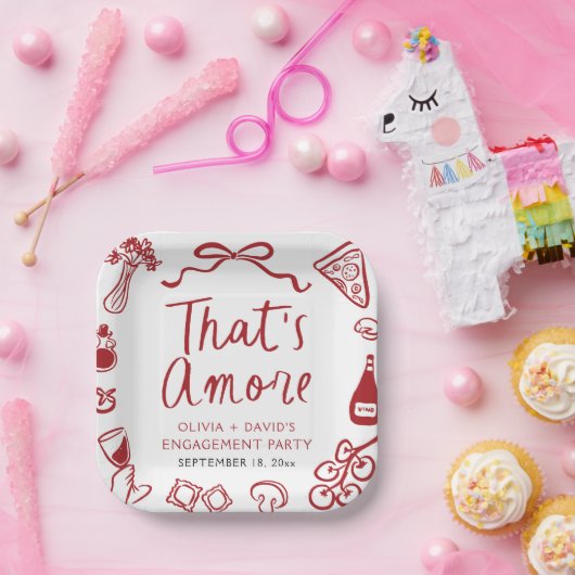 真っ赤なイタリアン That's Amore ピザエンゲージメントパーティー ペーパープレート (パーティー)