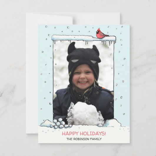 真っ赤なカーディナルクリスマスカード、カーディナルホリデーカード シーズンカード (正面)