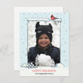 真っ赤なカーディナルクリスマスカード、カーディナルホリデーカード シーズンカード (正面/裏面)