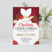 真っ赤なキンチャネラ フローラル ホワイト プリンセスドレス 招待状 (スタンド正面)