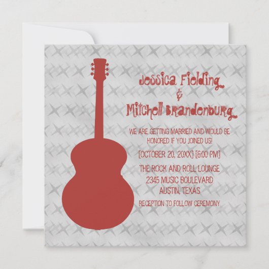 真っ赤なギター グランジ ウェディング INVITE 招待状 (正面)