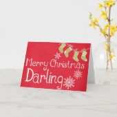 真っ赤なクリスマスおめでとう 愛する人へ ヴィンテージスタイル カード (黄色い花)